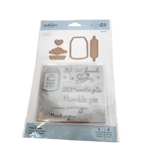 Spellbinders Flour Power Stamp & Die Template Set 5 Dies 8 Stamps Baking SDS-124